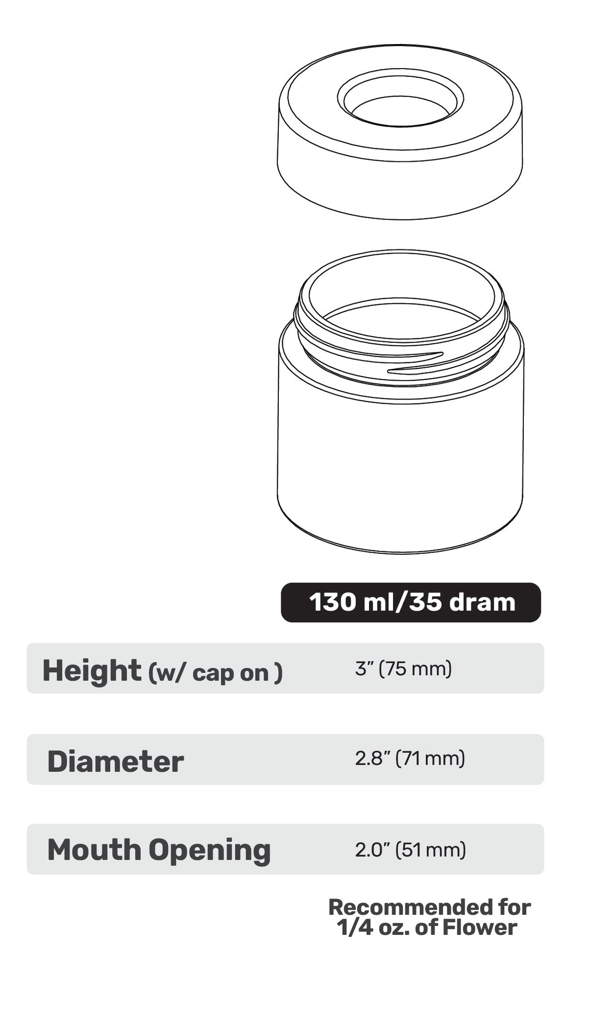 1/4oz Pop-Vac Flower + Viewing Window - Singles
