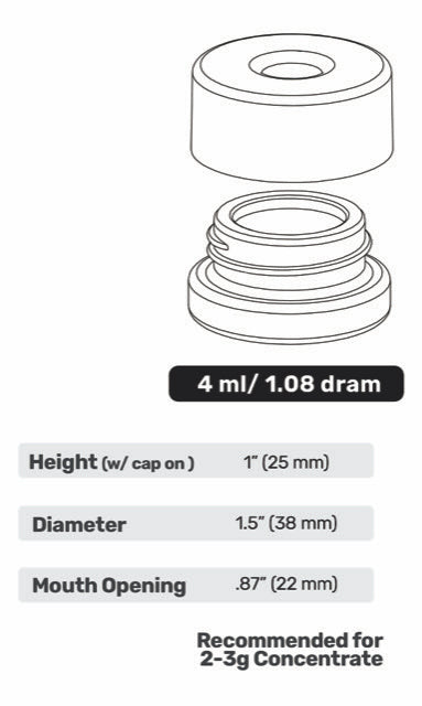 New 4ml Pop-Vac Concentrate Jar - Case of 504 Jars + Lids